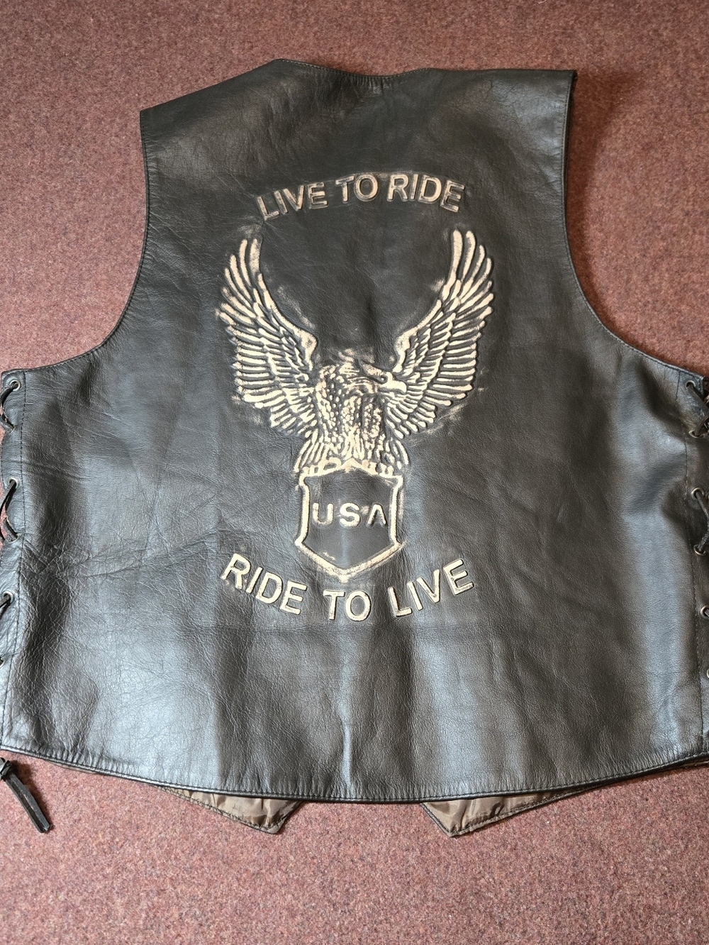 2005 Sturgis Leather King Collab Leather Vest Brown Size 48 Motorcyle Ride - Picture 2 of 10